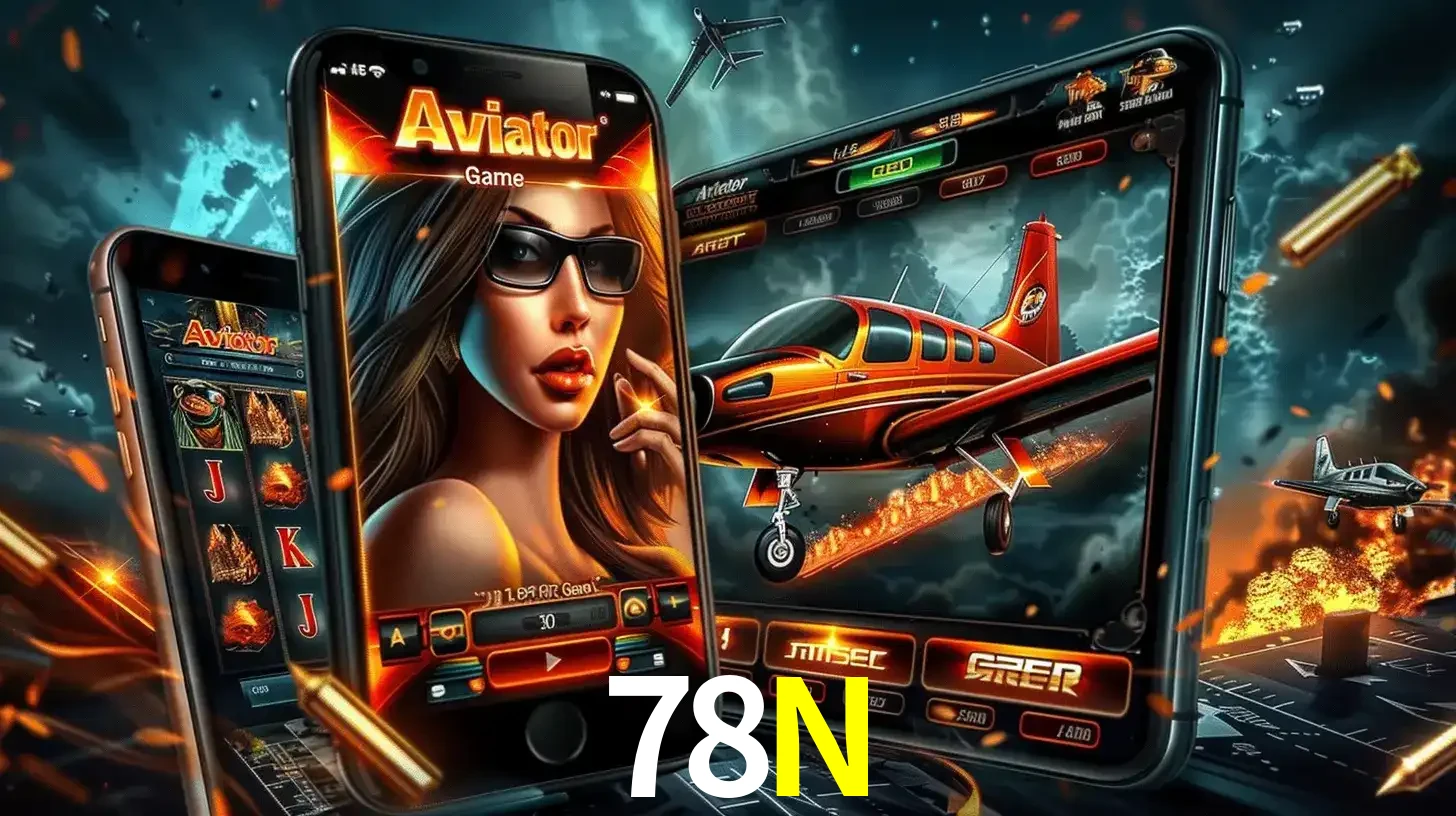 O popular jogo de apostas Aviator exibido em vários celulares e tablets, mostrando a interface emocionante e a ação de voo disponíveis para jogar agora no 78N.